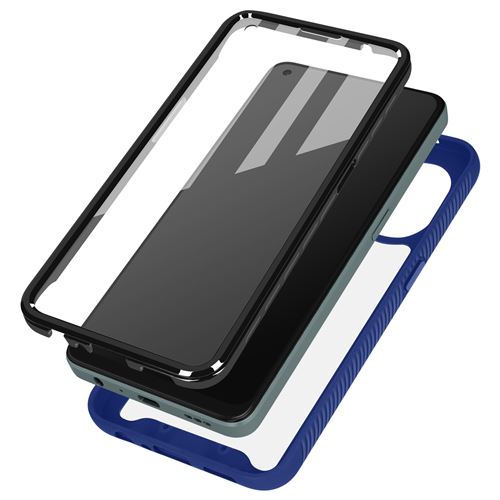 Coque pour Oppo Reno 8 Lite 5G Dos Transparent + Contour Silicone Bleu Film Polymère Avizar
