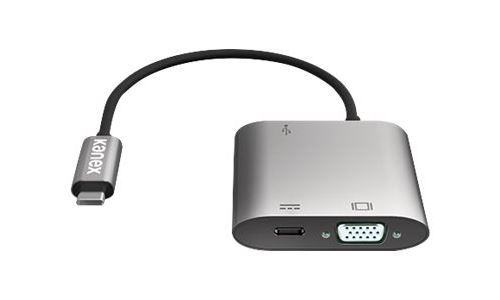 Kanex - Adaptateur vidéo / USB - USB-C (M) pour HD-15 (VGA), USB type A, USB-C (F) - Thunderbolt 3 - 20 V - 3 A - support 1080p - gris sidéral