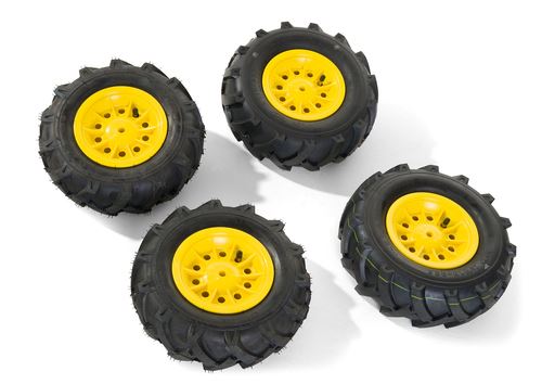 Rolly Toys Trac Air Tyres 4 Pneus de Tracteur Noir et Jaune