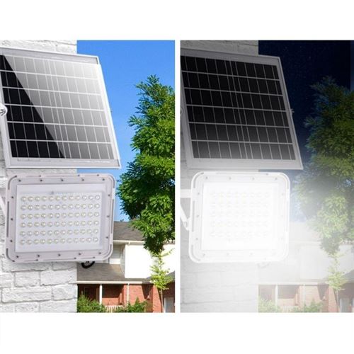 Projecteur solaire led 60w dimmable avec détecteur (panneau solaire +  télécommande inclus) - blanc froid 6000k - 8000k - silamp - La Poste