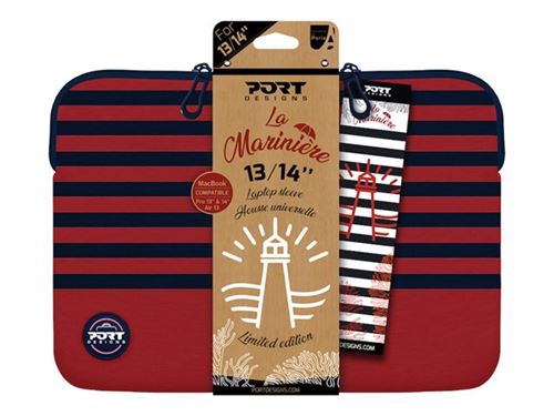PORT Designs La Marinière - Housse d'ordinateur portable - mousse à mémoire de forme - 13" - 14" - rouge, marine