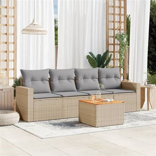 Non Communiqué Marron Salon De Jardin Modulable Vidaxl Rotin Beige 5 Pieces X 65.5 X 69
