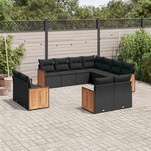 Non Communiqué Noir Vidaxl Salon De Jardin Avec Coussins 7 Pcs, Canapés Et Table De Terrasse, Ensemble De Meubles D'extérieur Patio, Moderne, 3257667