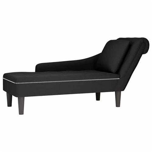 vidaXL Chaiselongue mit Kissen und Rechter Armlehne Schwarz Samt