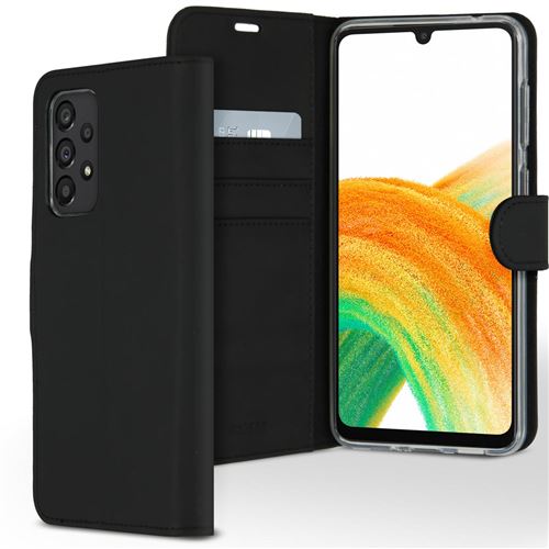 Accezz Protect Series - Étui à rabat pour téléphone portable - silicone, cuir artificiel, polyuréthanne thermoplastique (TPU) - noir - pour Samsung Galaxy A33 5G