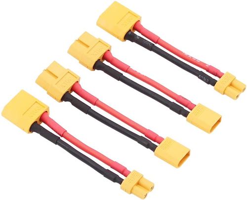Ensemble de 4 Câbles Adaptateurs XT30 à XT60 Mâle-Femelle Connecteur 16AWG 5cm Idéal pour Batterie Lipo, Radiocommandés, Hélicoptère RC