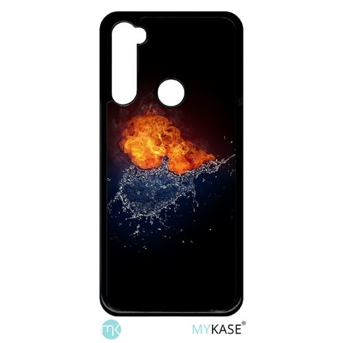 Coque My-Kase pour Note 8t - duo de coeurs eau et flamme - Plastique Noir