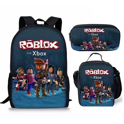 Lot de 3 pièces Sac à Dos, Trousse à crayons, Sac à Bandoulière Roblox pour Garçon (SD2047) Bleu