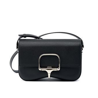 Sac à Main Femme En Cuir Véritable Noir - Bandoulière, Dimensions 19x13x6 Cm, Léger, Neuf Avec étiquettes