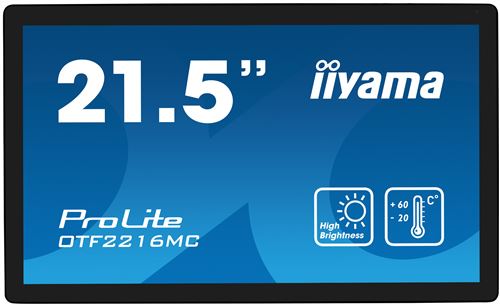 Non Communiqué Noir Iiyama Prolite Otf2216mc-B1 - Écran Led - 22" (21.5" Visualisable) - Cadre Ouvert - Écran Tactile - 1920 X 1080 Full Hd (1080P) @ 60 Hz - Va - 1100 Cd/M² - 5000:1 - 25 Ms - Hdmi, Vga, Displayport