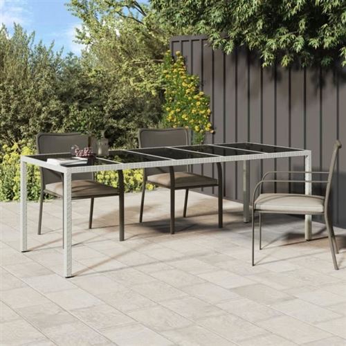 Non Communiqué Blanc Vidaxl Table De Jardin 250X100x75 Cm Résine Tressée Verre Trempé 362556