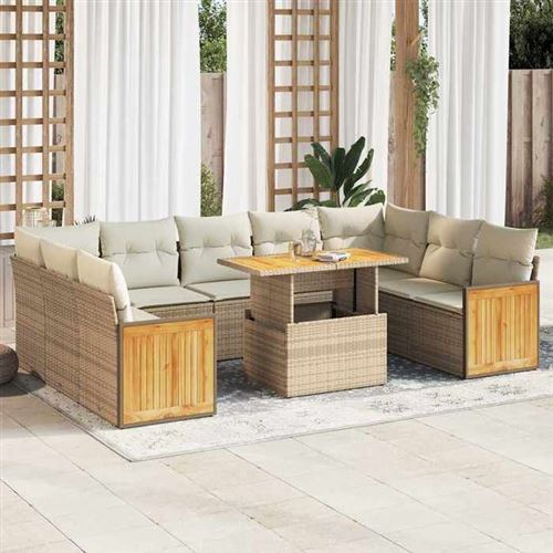 Non Communiqué Beige Salon De Jardin Modulable Vidaxl Resine Tressee 10 Pieces X 59 X 69
