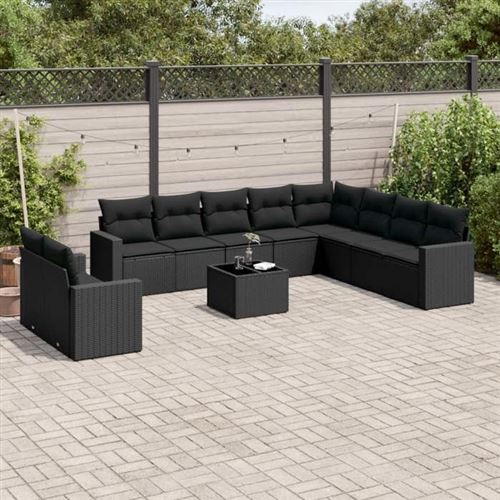 Non Communiqué Noir Salon De Jardin Modulable Generique 10 Personnes Resine Tressee 62 X 62 X 69 Cm 11 Pieces