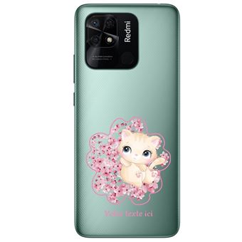 Coque Taperso Pour Xiaomi Redmi 10C Personnalisable Motif Chat Et Fleur