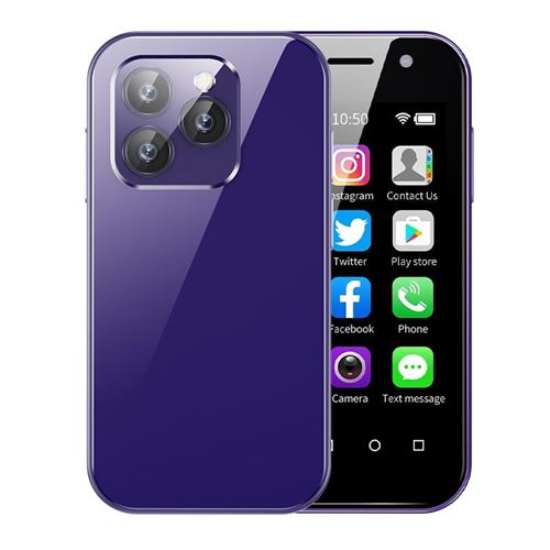 Mini Smartphone Petite Taille 4G Dual SIM Android 9.0 Caméra 5MP Batterie 2000mAh Violet YONIS