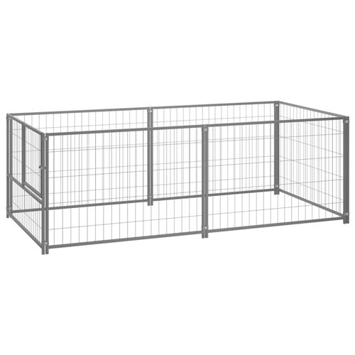 vidaXL Chenil Argenté 200x100x70 cm Acier Enclos pour Chiots Cage Extérieur