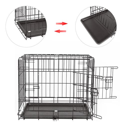 Cage pliante B.LIVEM® en métal avec 2 portes pour chien et animaux Noir 61*46*48cm
