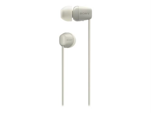 Sony WI-C100 - Écouteurs avec micro - intra-auriculaire - tour de cou - Bluetooth - sans fil - beige