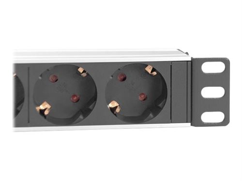 DIGITUS - Coupe-circuit (rack-montable) - CA 250 V - 4000 Watt - entrée : CEE 7/4 - connecteurs de sortie : 4 (4 alimentations) - 1U - 10 - 2 m cordon