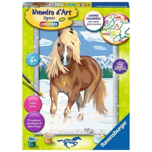 Numero dart - moyen format - Cheval dans la neige - Ravensburger - Kit complet de Peinture au numero - Des 7 ans