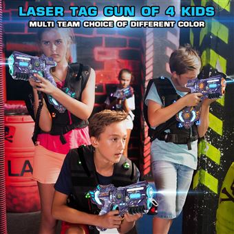 VATOS – Laser Tag 4 Pistolets + 4 Gilets – Rechargeable – Infrarouge 40 M – 4 Modes – Dès 6 Ans