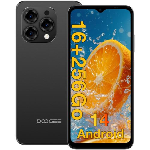 DOOGEE N55 PRO Smartphone 6.56 pouces 16GO(6+10) 256GO Octa Core Android 14 Dual sim 4G-NOIR