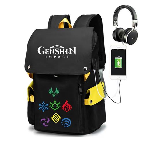 Sac à Dos Genshin Impact pour Garçon et Filles (SD1398) 34*21*48 cm Noir