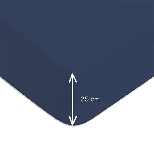 Drap-housse Coton Bleu Bonnet 25 - 200x200 cm - Le Roi du Matelas