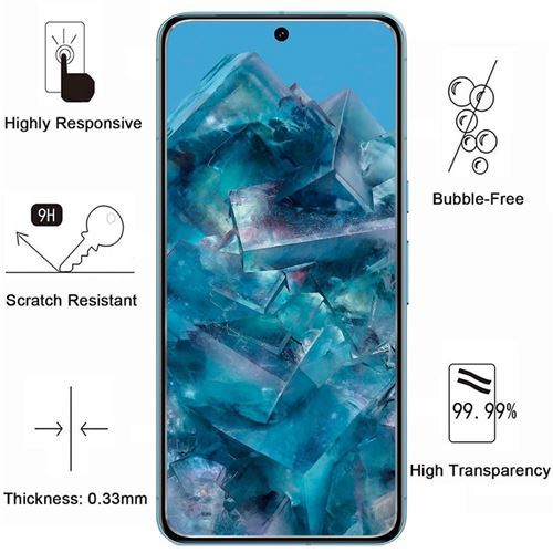 Verre Trempé Pour Google Pixel 8 PRO Et Protection Caméra [Pack 2] Film Vitre Protection Phonillico