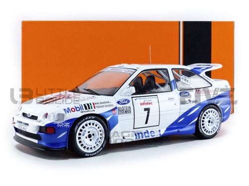 Voiture Miniature de Collection IXO 1-18 - FORD Escort RS Cosworth - Tour de Corse 1993 - Blue / White - 18RMC055B
