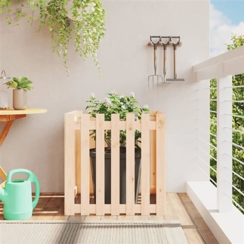 vidaXL - Jardinière - Pin Massif - 70x70x70 cm - Beige - Image 2