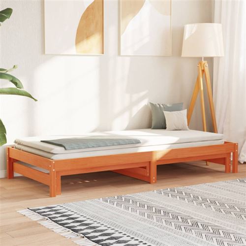 vidaXL Lit de jour et lit gigogne sans matelas cire marron 90x190 cm