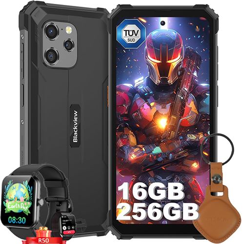 Blackview BV8900 Pro Smartphone Incassable 6,5 16Go+256Go 64MP 10000mAh NFC Noir avec Smartwatch Blackview R50
