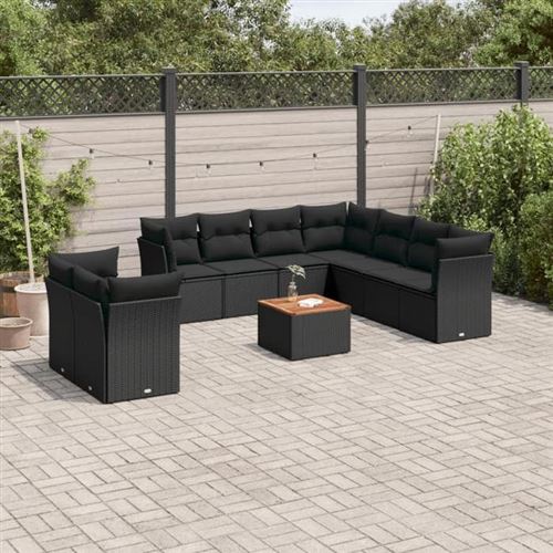 Non Communiqué Noir Salon De Jardin Modulable Vidaxl Resine Tressee 9 Personnes 62 X 62 X 69 Cm 10 Pieces