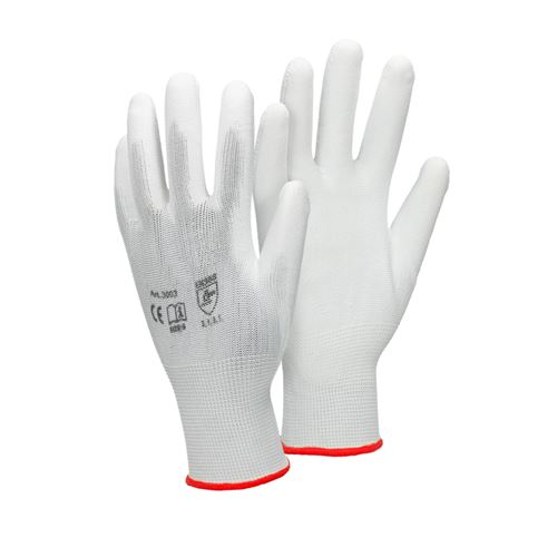 ECD Germany 48 paires de Gants de travail en PU, taille 7-S, couleur blanc, gants de