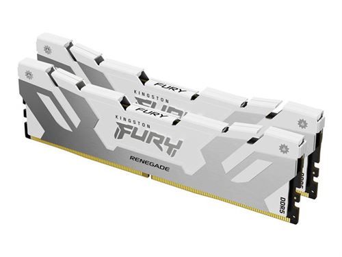 Kingston FURY Renegade - DDR5 - kit - 32 Go: 2 x 16 Go - DIMM 288 broches - 8000 MHz / PC5-64000 - CL38 - 1.45 V - mémoire sans tampon - on-die ECC - blanc et argent