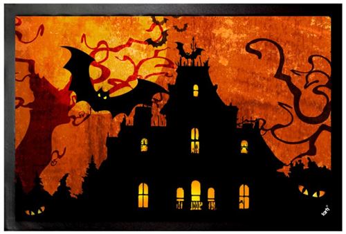 Halloween Paillasson Essuie-Pieds - Maison Hantée Et Lune De Sang (60x40 cm)
