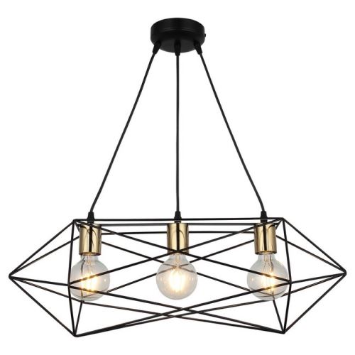 HOMEMANIA Lampe à Suspension Este - Lustre - Lustre de plafond - Or, noir en Métal, 22 x 64 x 115 cm, 3 x E27, 40W