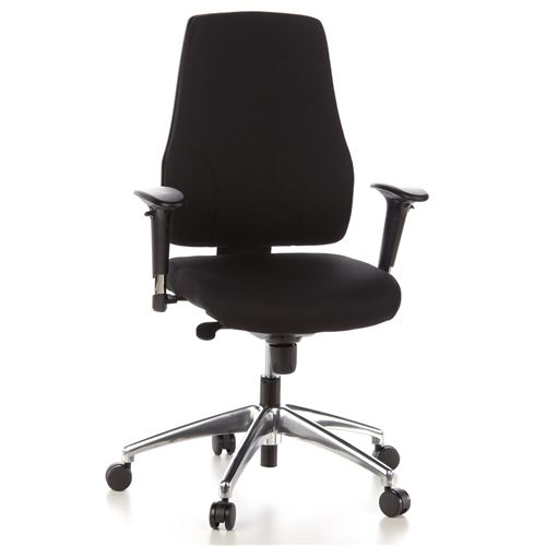 Siège de bureau / Siège pivotant PRO-TEC 200, tissu noir, aluminium poli hjh OFFICE
