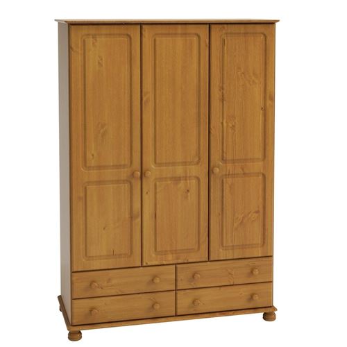 Armoire en pin coloris naturel - 185 x 129 x 57 cm -PEGANE-