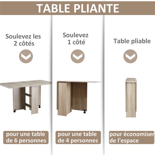 12 Sur Table Pliante De Cuisine Salle A Manger Amovible Sur Roulettes 140l X 80l X 74h Cm 2 Etageres Integrees Panneaux Particules Coloris Chene Clair Achat Prix Fnac