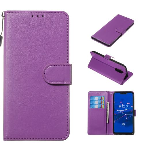 Etui en PU couleur unie avec porte-cartes violet pour votre Huawei Mate 20 Lite