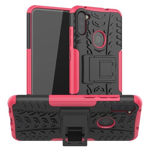 Coque en TPU hybride antidérapant avec béquille rose pour votre Samsung Galaxy M11/A11