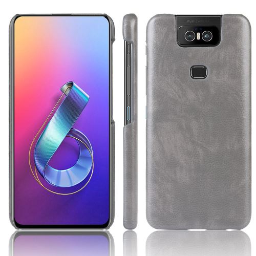 Coque en TPU + PU litchi gris pour votre Asus Zenfone 6 ZS630KL