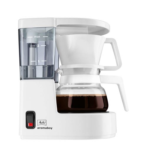 Melitta Cafetière à Filtre avec Verseuse en Verre, Pour 2 Tasses de Café, Aromaboy, Blanc, 1015-01