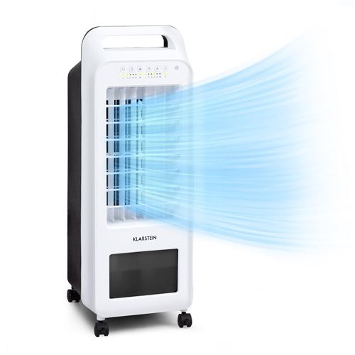 Rafraîchisseur D'Air Klarstein Cooler Rush 5,5L - 132 M³/H - 45W - Télécommande - 2 Packs De Glace Inclus - Blanc