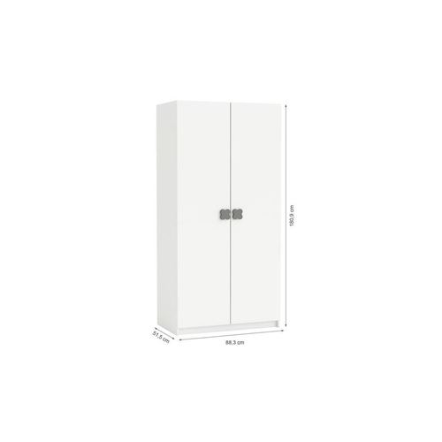Clover Armoire 2 Portes Coloris Blanc Perle