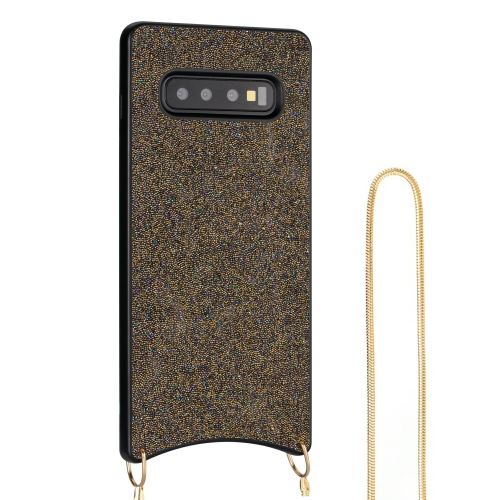 Coque en TPU étincelle scintillant avec lanière marron pour votre Samsung Galaxy S10