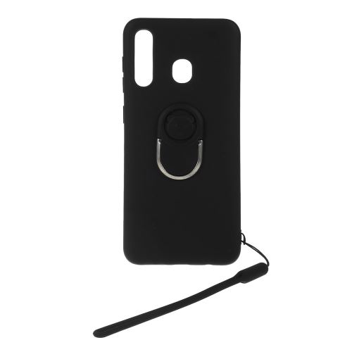 Coque en silicone liquide avec sangle noir pour votre Samsung Galaxy A30