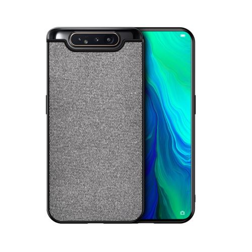 Coque en TPU + PU tissu tout chiffon/gris clair pour votre Samsung Galaxy A80/A90